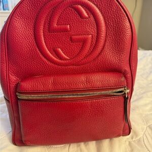 Gucci Red Backpack with Iconic GG Logo